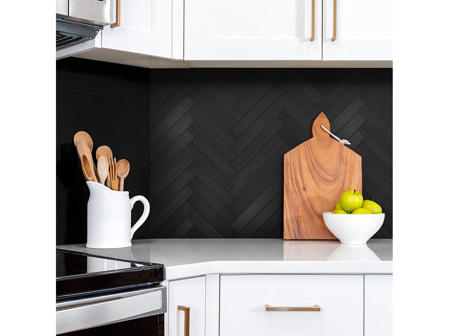 Panneaux muraux autocollants en vinyle imperméable - Parquet foncé 100 x 50 cm