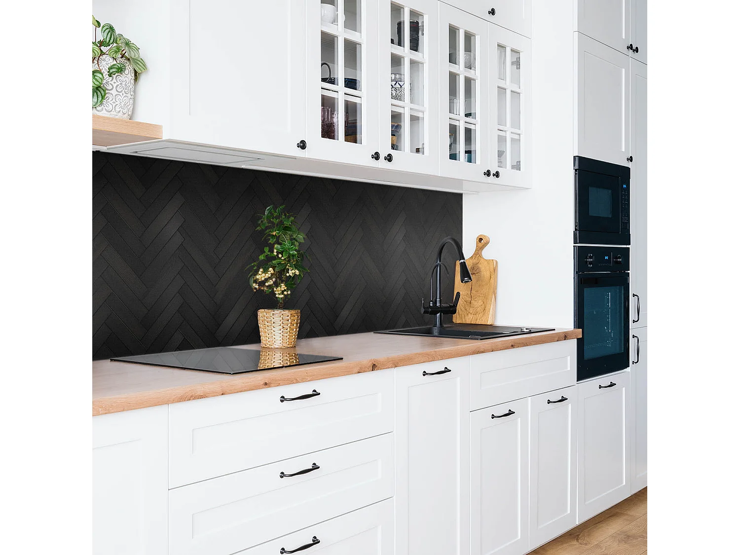 Panneaux muraux autocollants en vinyle imperméable - Parquet foncé 100 x 50 cm