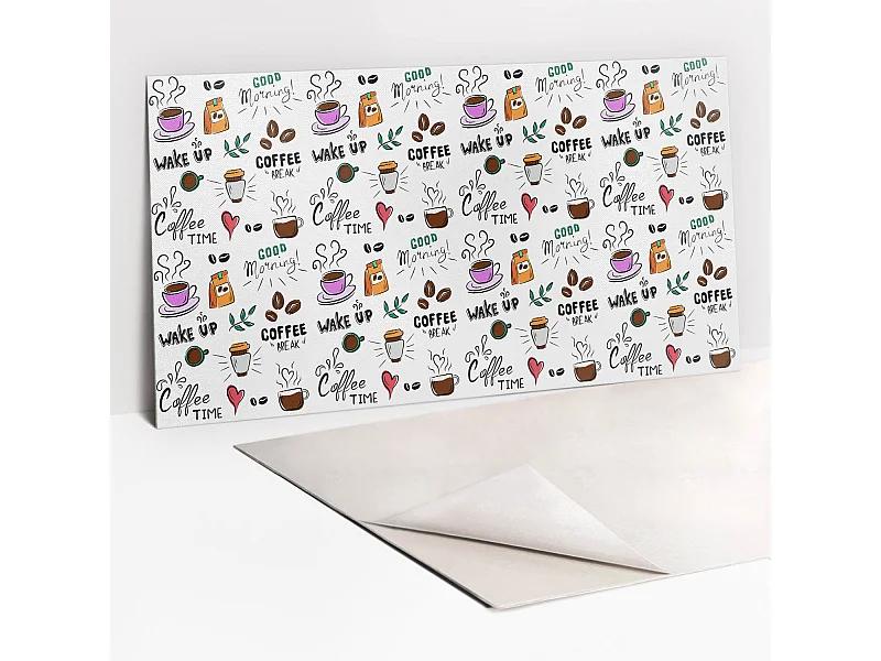 Selbstklebende wasserdichte Vinyl-Wandpaneele – Cartoon-Kaffee 100 x 50 cm