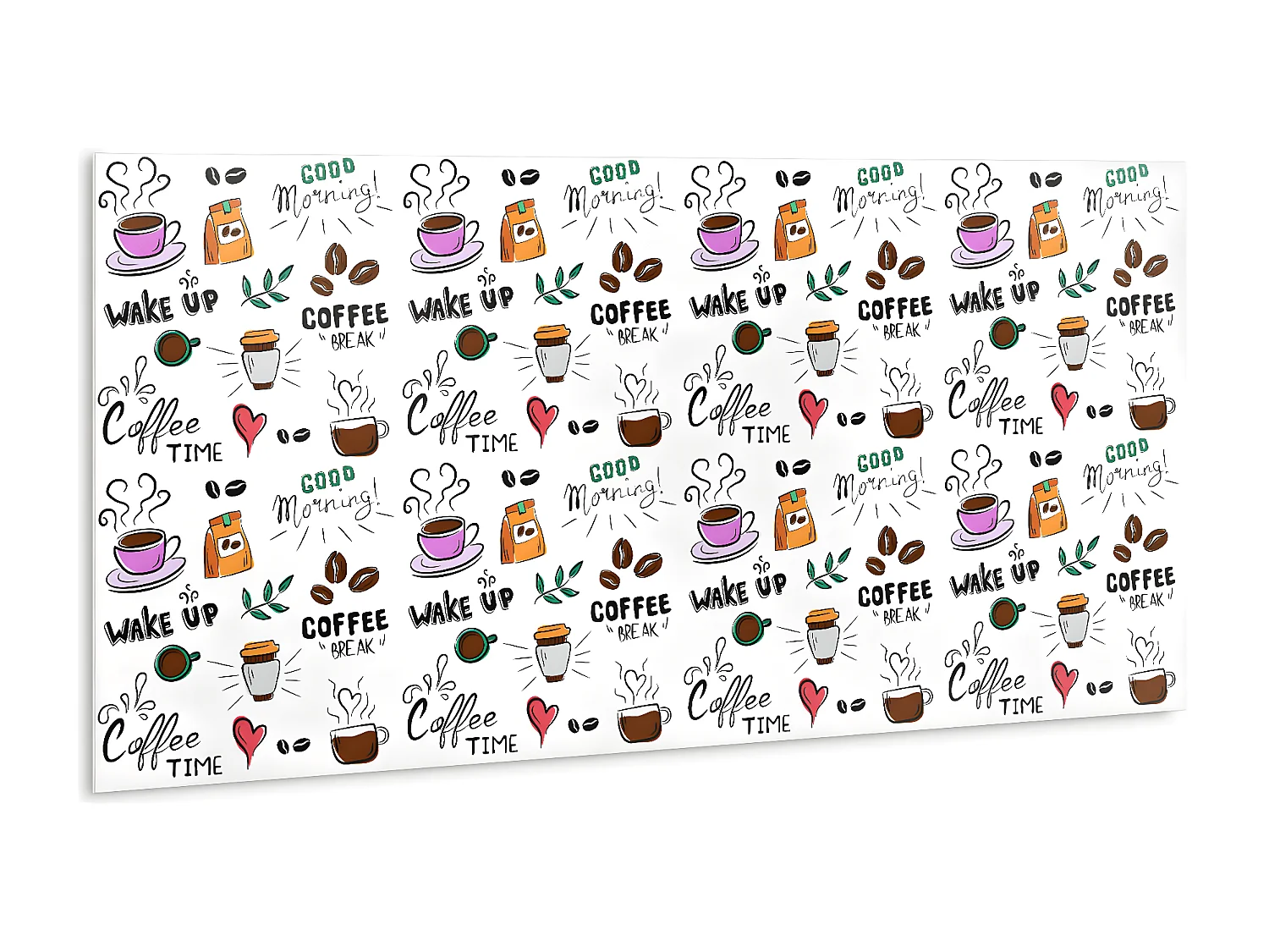 Selbstklebende wasserdichte Vinyl-Wandpaneele – Cartoon-Kaffee 100 x 50 cm