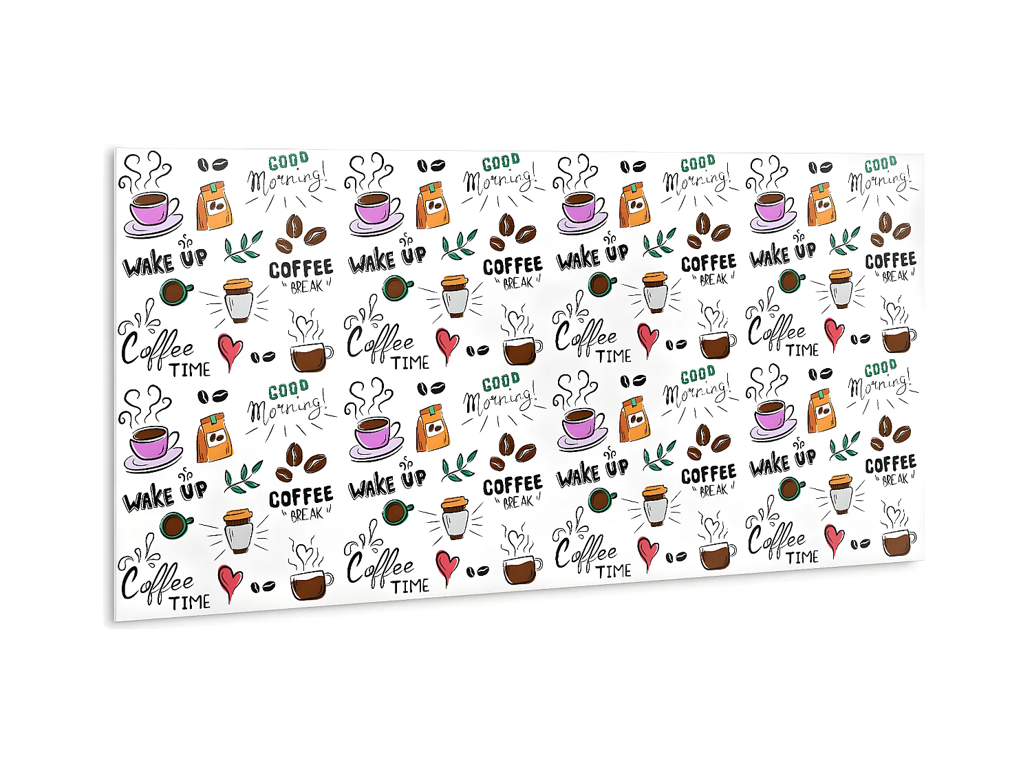 Zelfklevende waterdichte vinyl wandpanelen - Cartoon koffie 100 x 50 cm