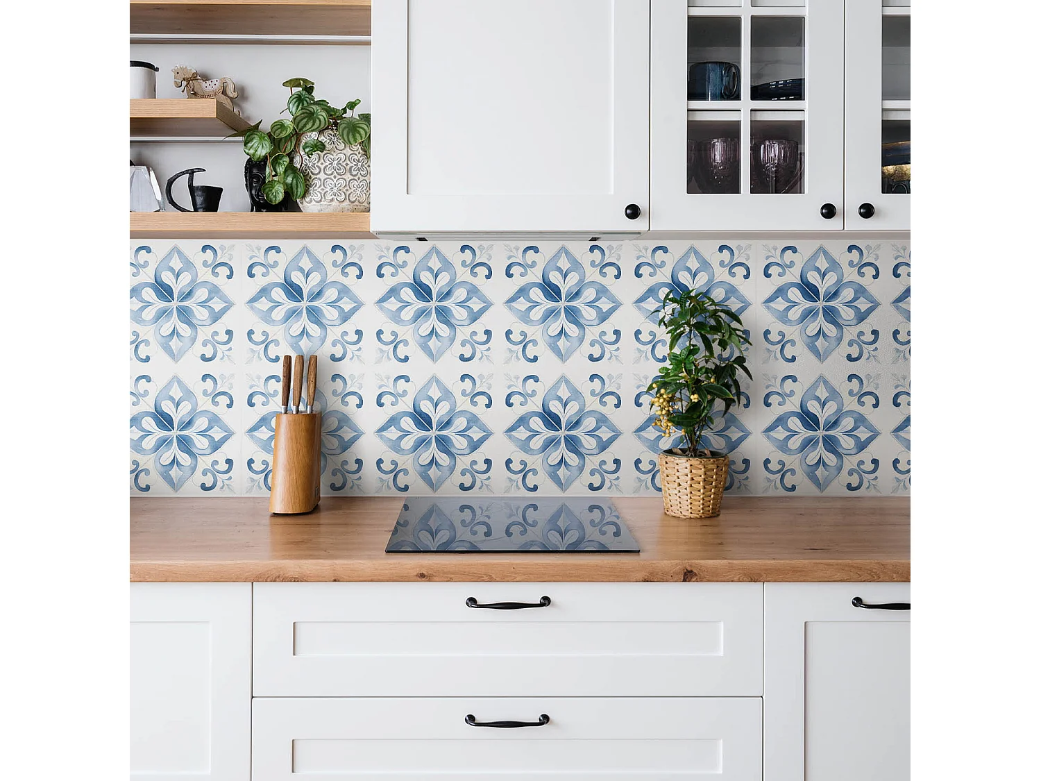 Zelfklevende waterdichte vinyl wandpanelen - Aquarelornament 100 x 50 cm