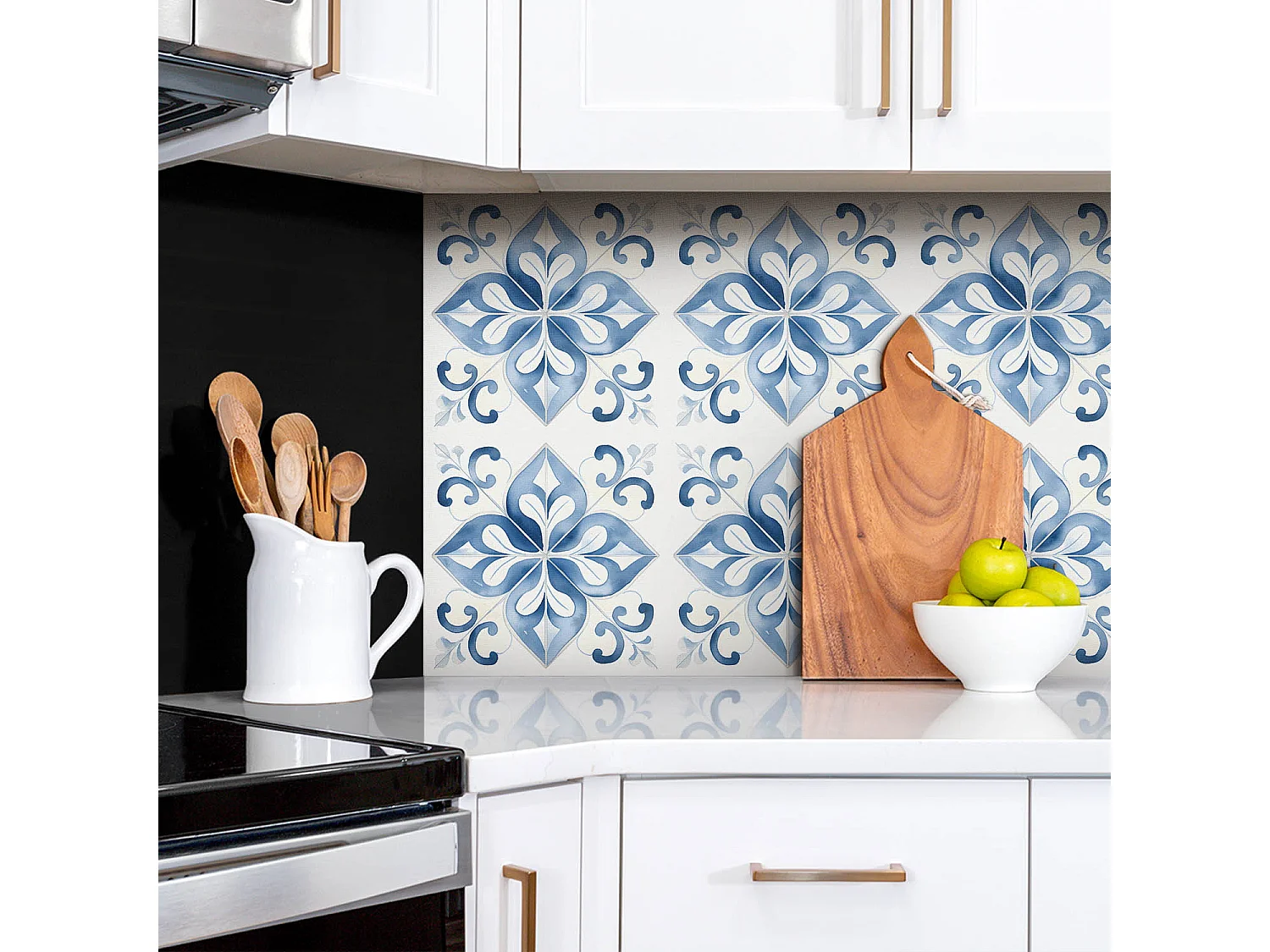 Panneaux muraux autocollants en vinyle imperméable - Ornement aquarelle 100 x 50 cm