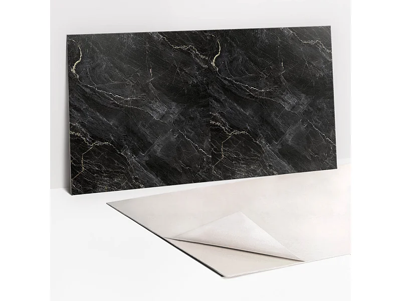 Selbstklebende wasserdichte Vinyl-Wandpaneele – Dunkler Marmor 100 x 50 cm