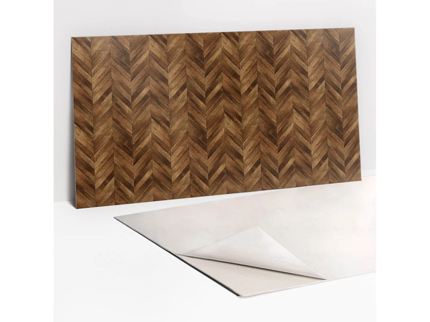 Panneaux muraux autocollants en vinyle imperméable - Planches marron 100 x 50 cm