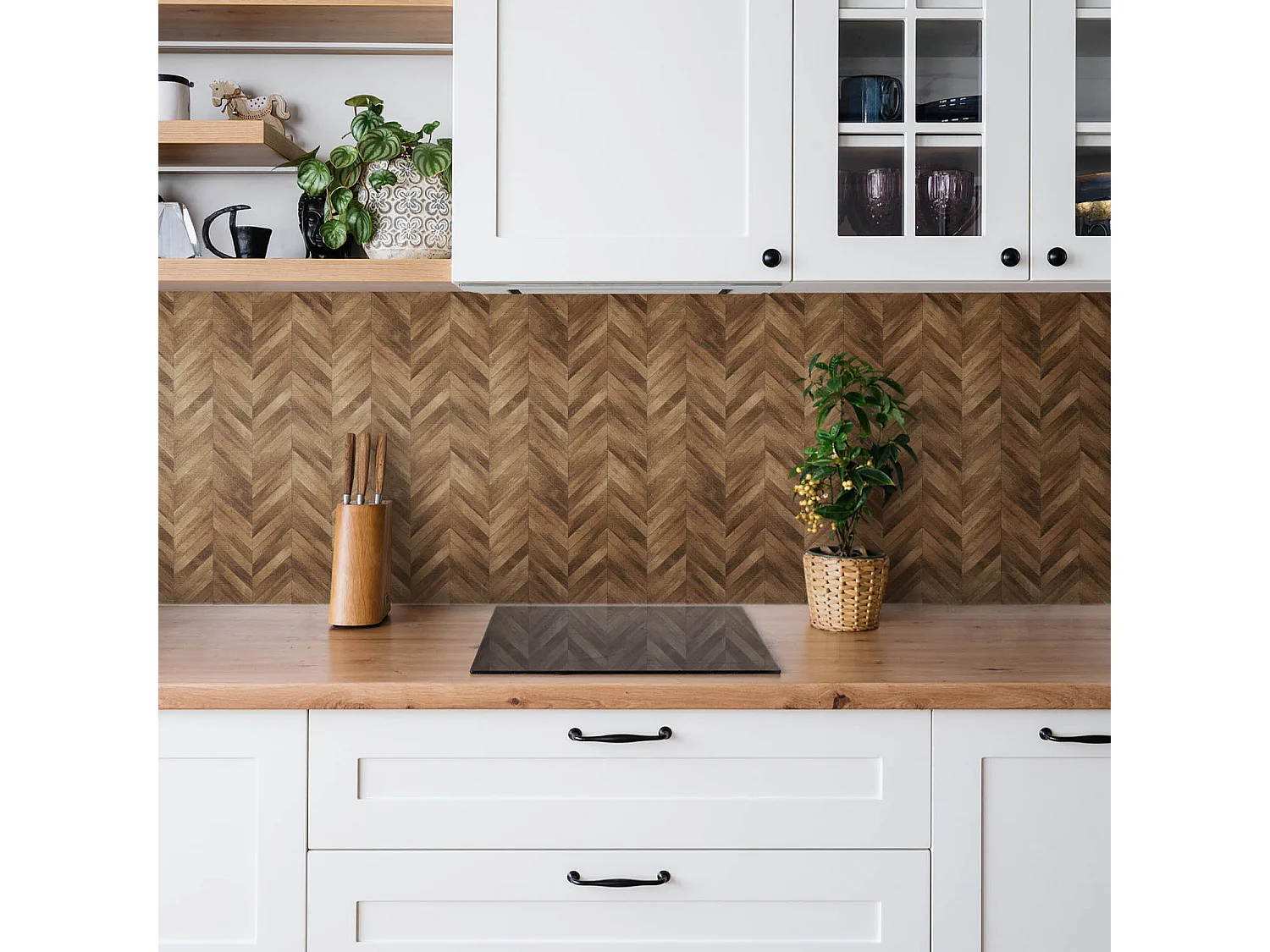 Panneaux muraux autocollants en vinyle imperméable - Planches marron 100 x 50 cm