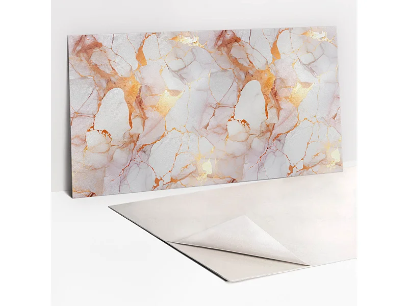 Selbstklebende wasserfeste Vinyl-Wandpaneele – Goldener Marmor 100 x 50 cm