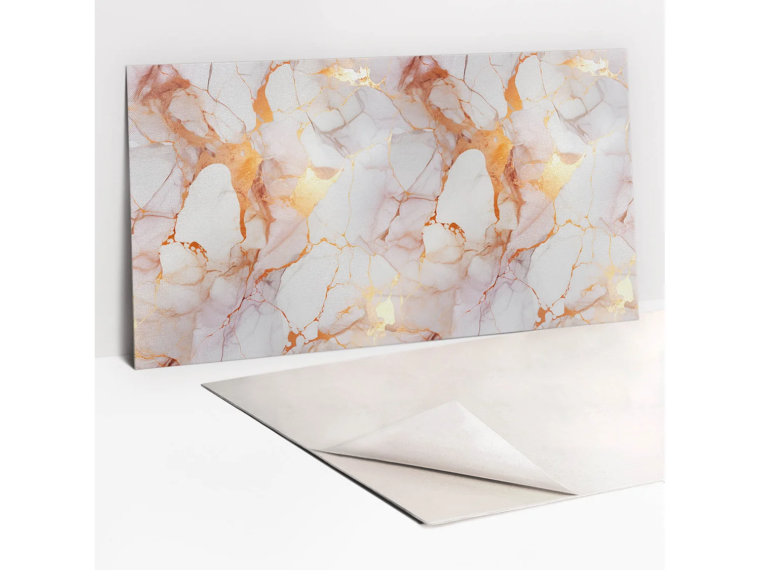 Selbstklebende wasserfeste Vinyl-Wandpaneele – Goldener Marmor 100 x 50 cm