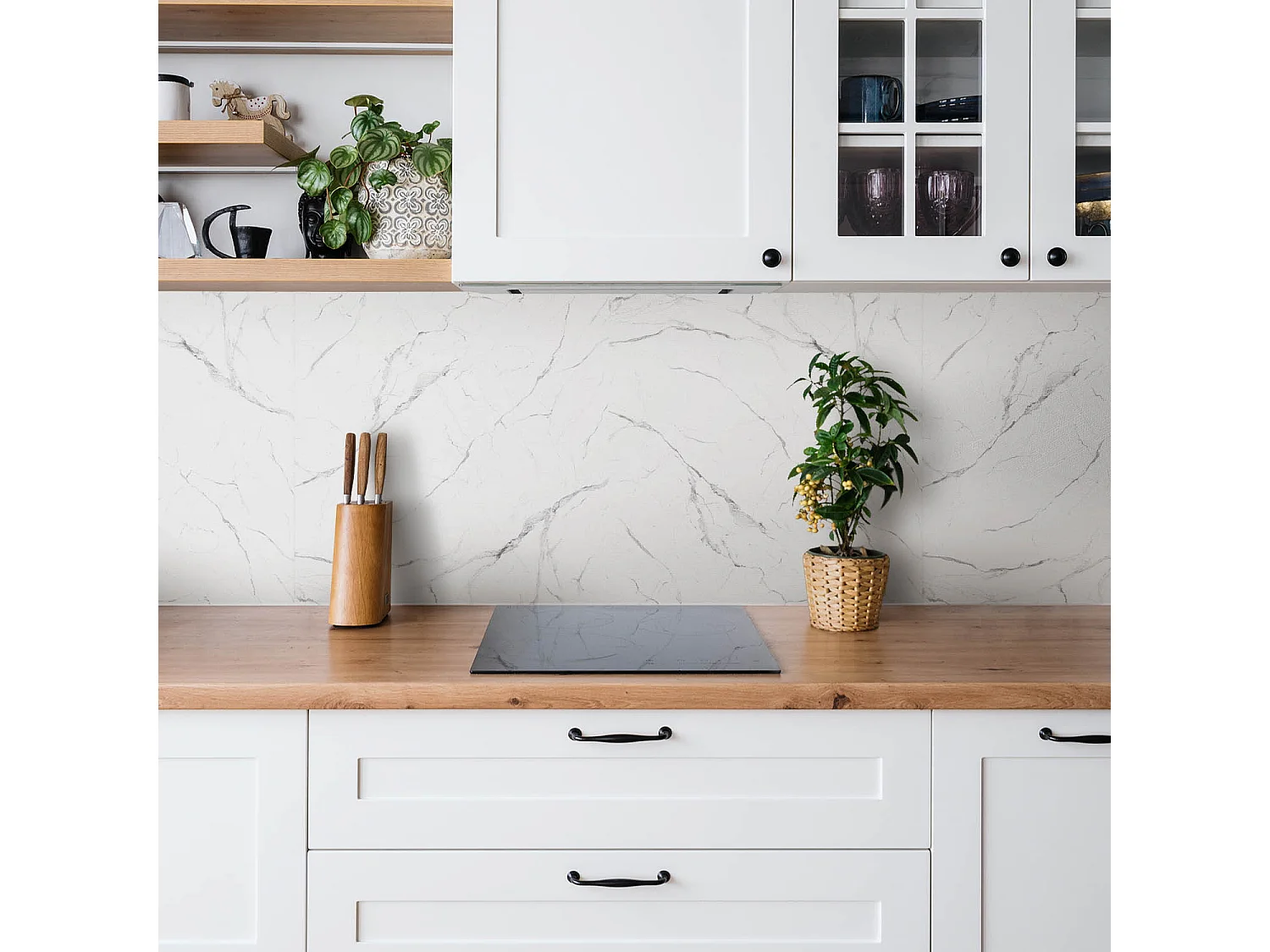 Zelfklevende waterdichte vinyl wandpanelen - Licht marmer 100 x 50 cm