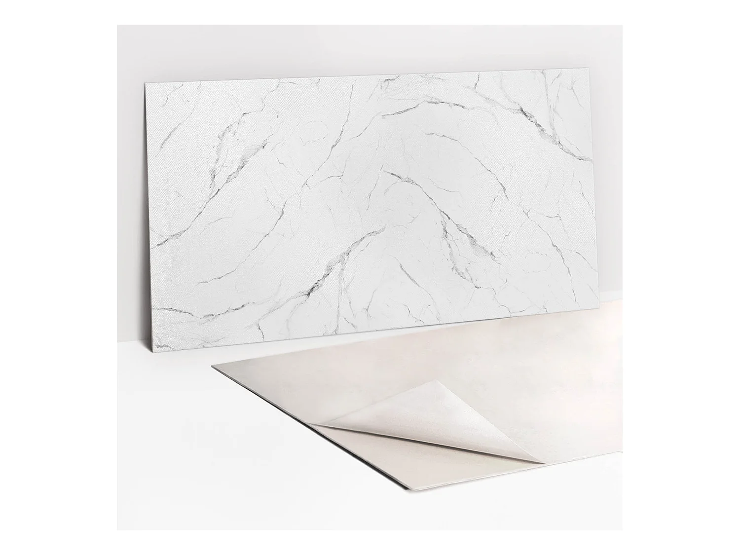 Panneaux muraux autocollants en vinyle imperméable - Marbre clair 100 x 50 cm