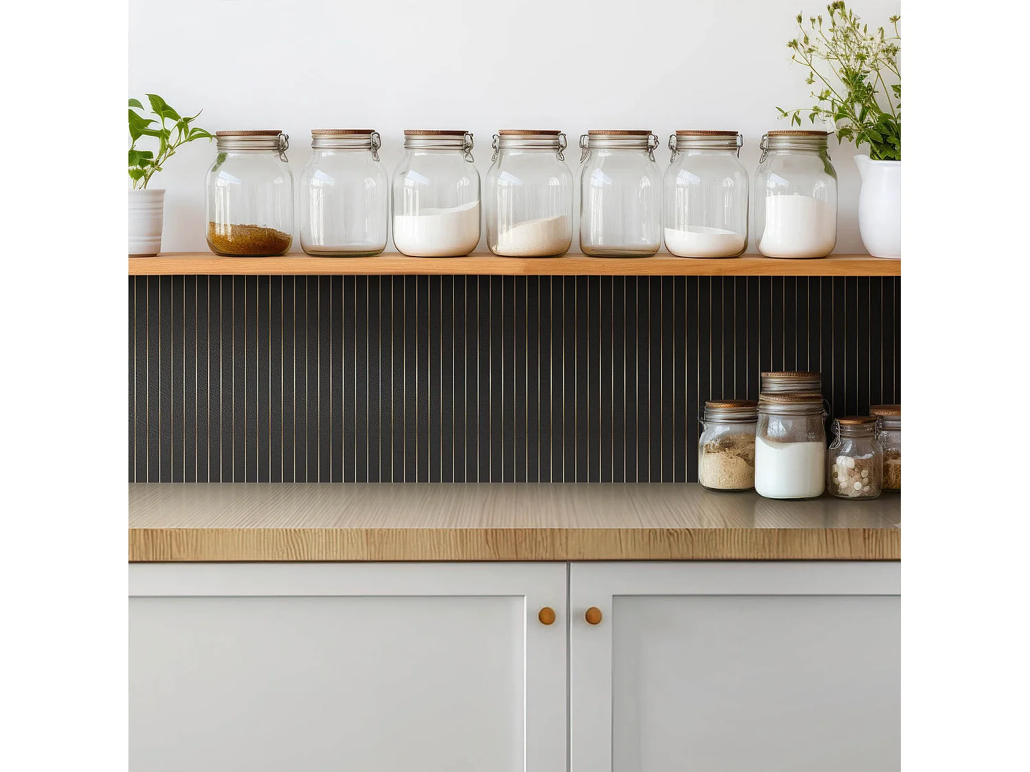 Selbstklebende Fliesen - Vinyl - Moderne Goldlinien 9x30x30