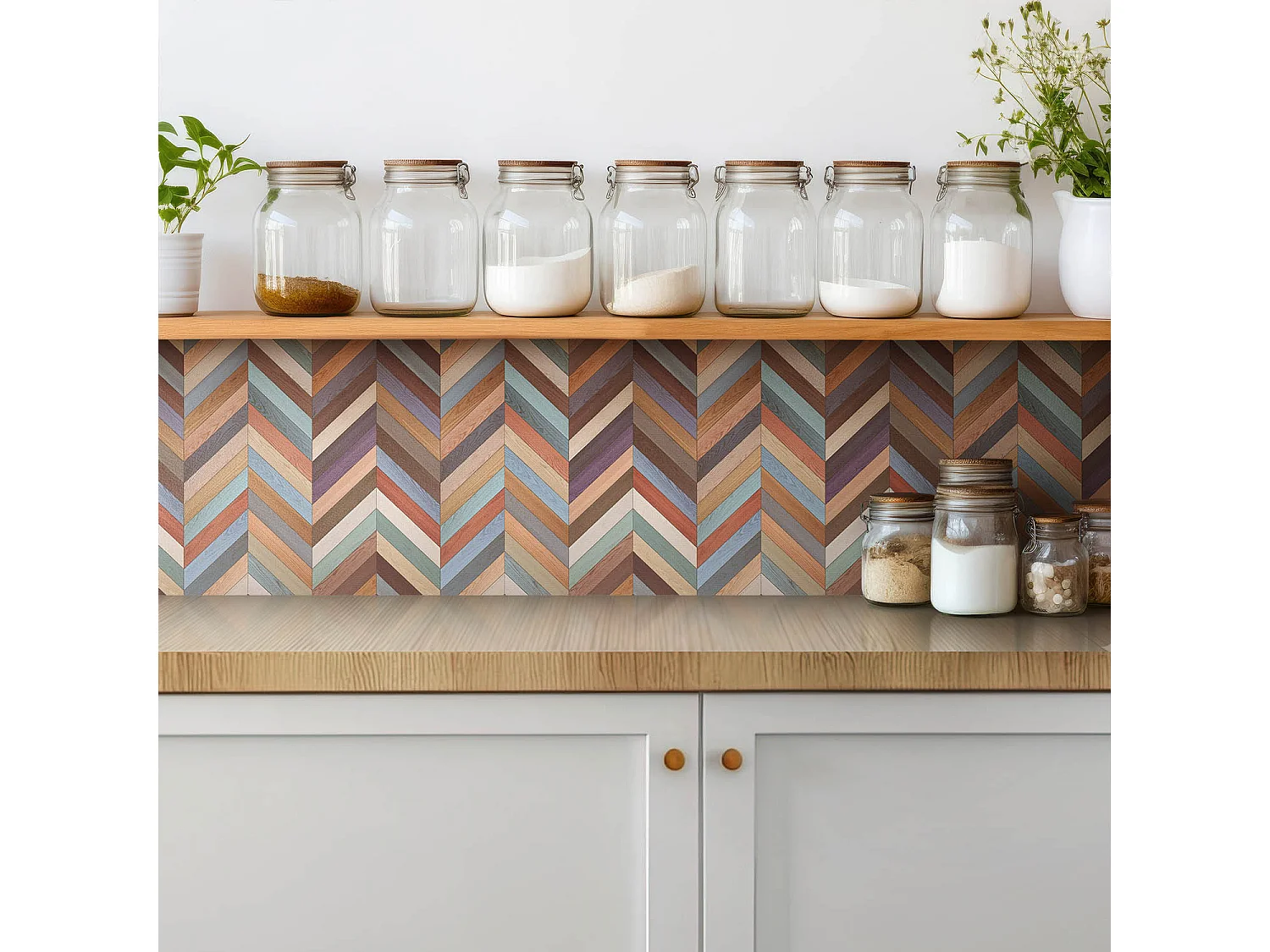 Selbstklebende Fliesen - Vinyl - Bunte Platten 9x30x30