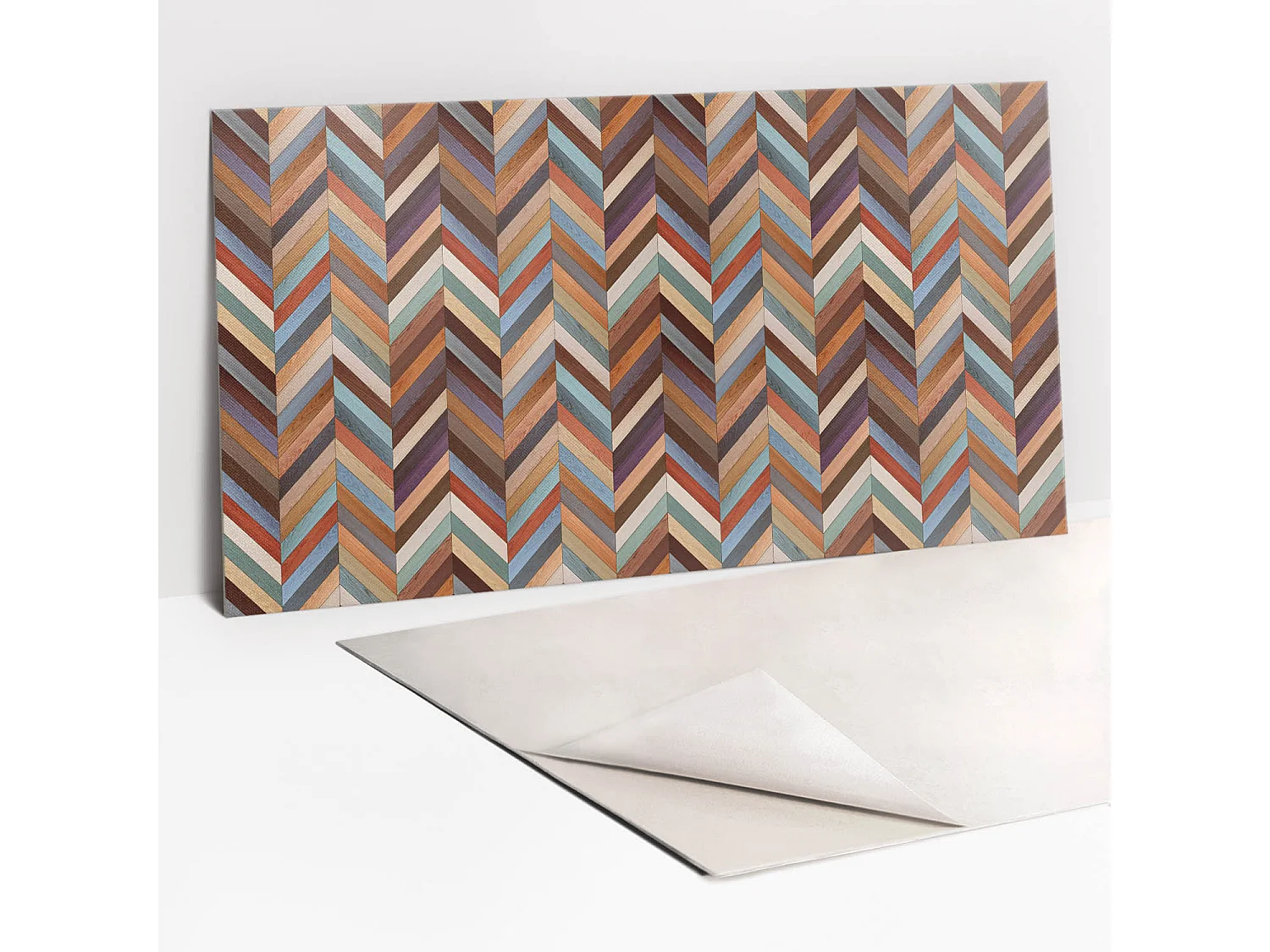 Panneaux muraux autocollants en vinyle imperméable - Planches colorées 100 x 50 cm