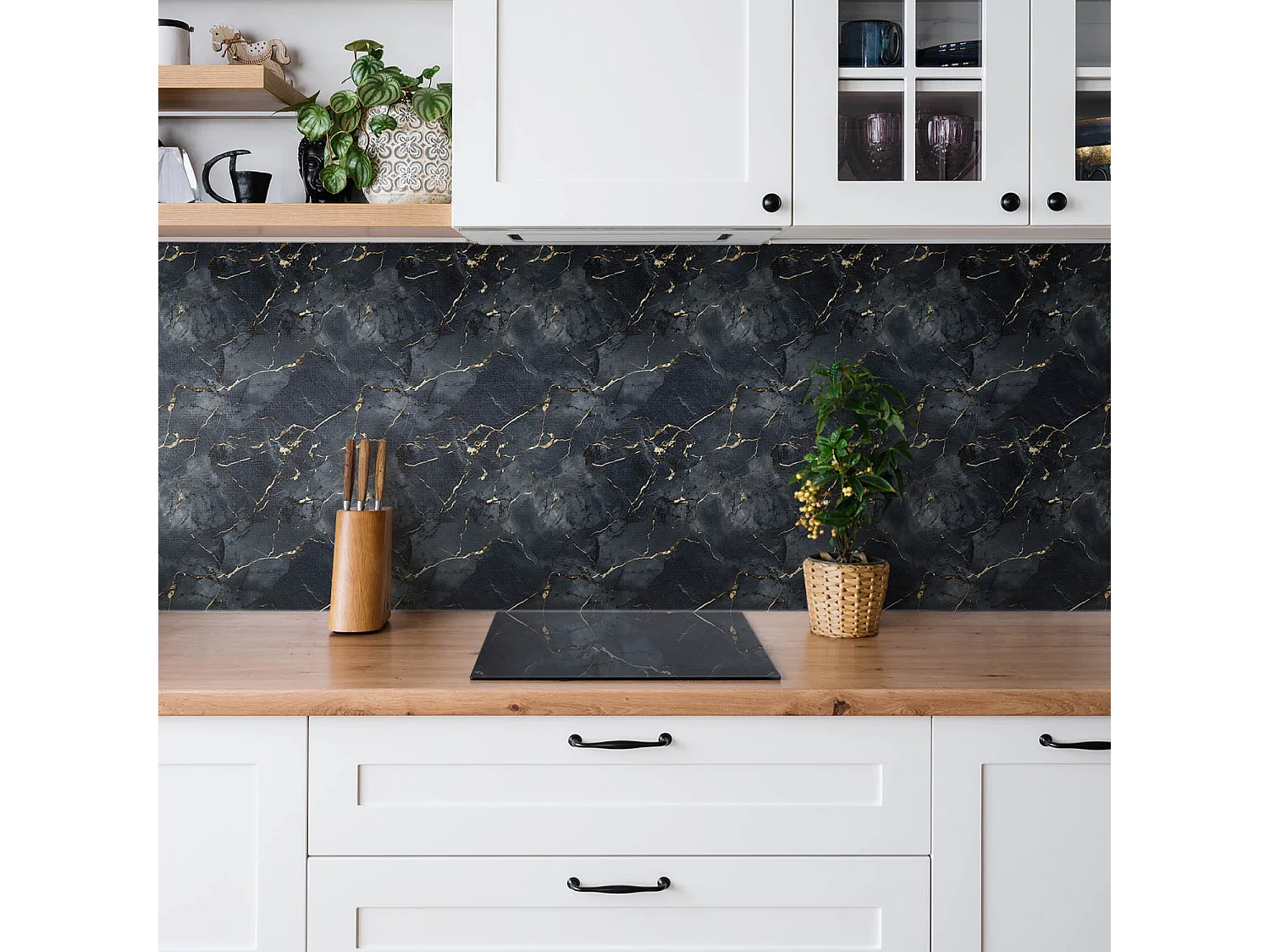 Piastrelle autoadesive - vinile - Marmo con oro 9x30x30