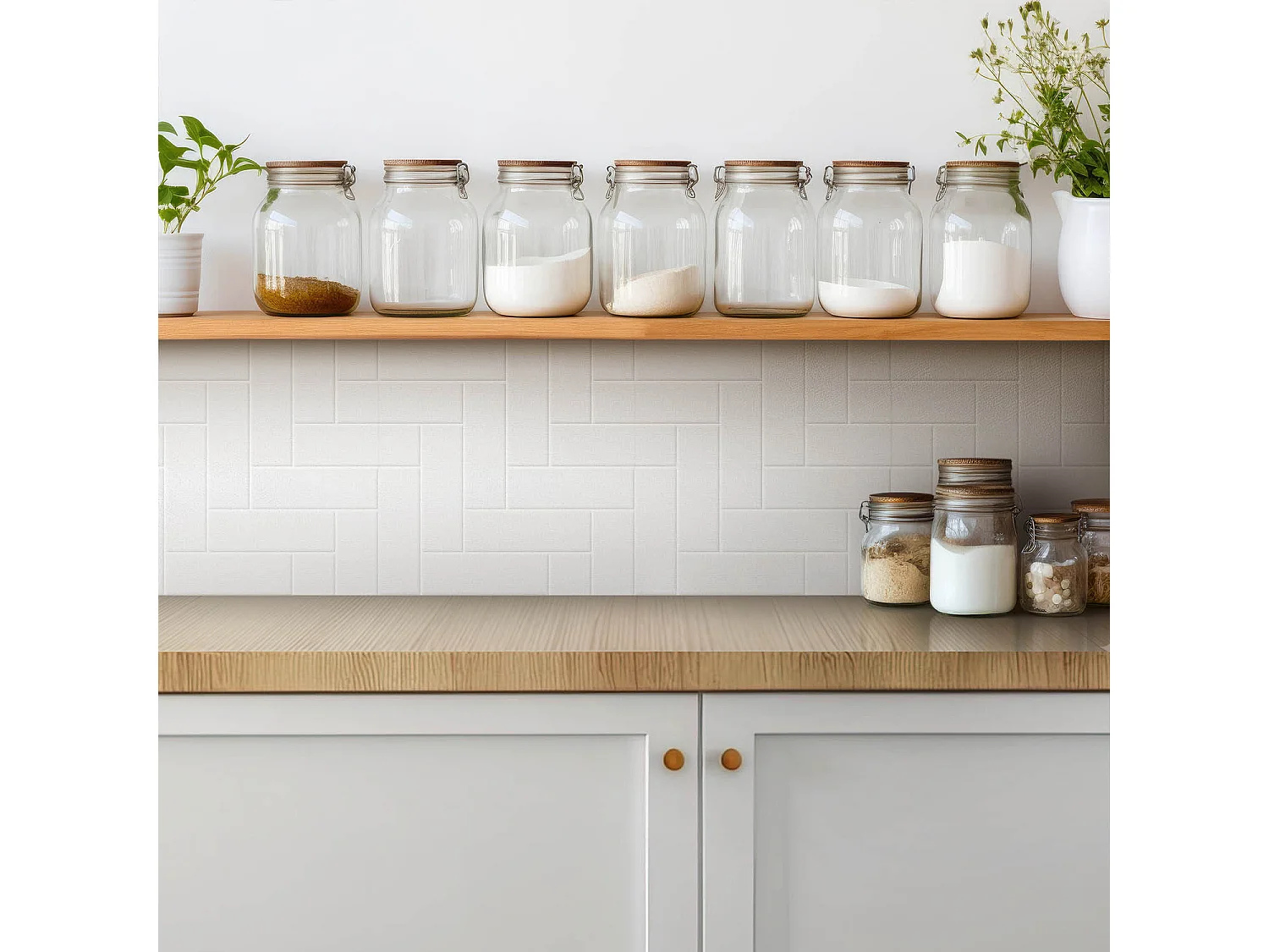 Selbstklebende Fliesen - Vinyl - Elegante helle Ziegelsteine ​​9x30x30