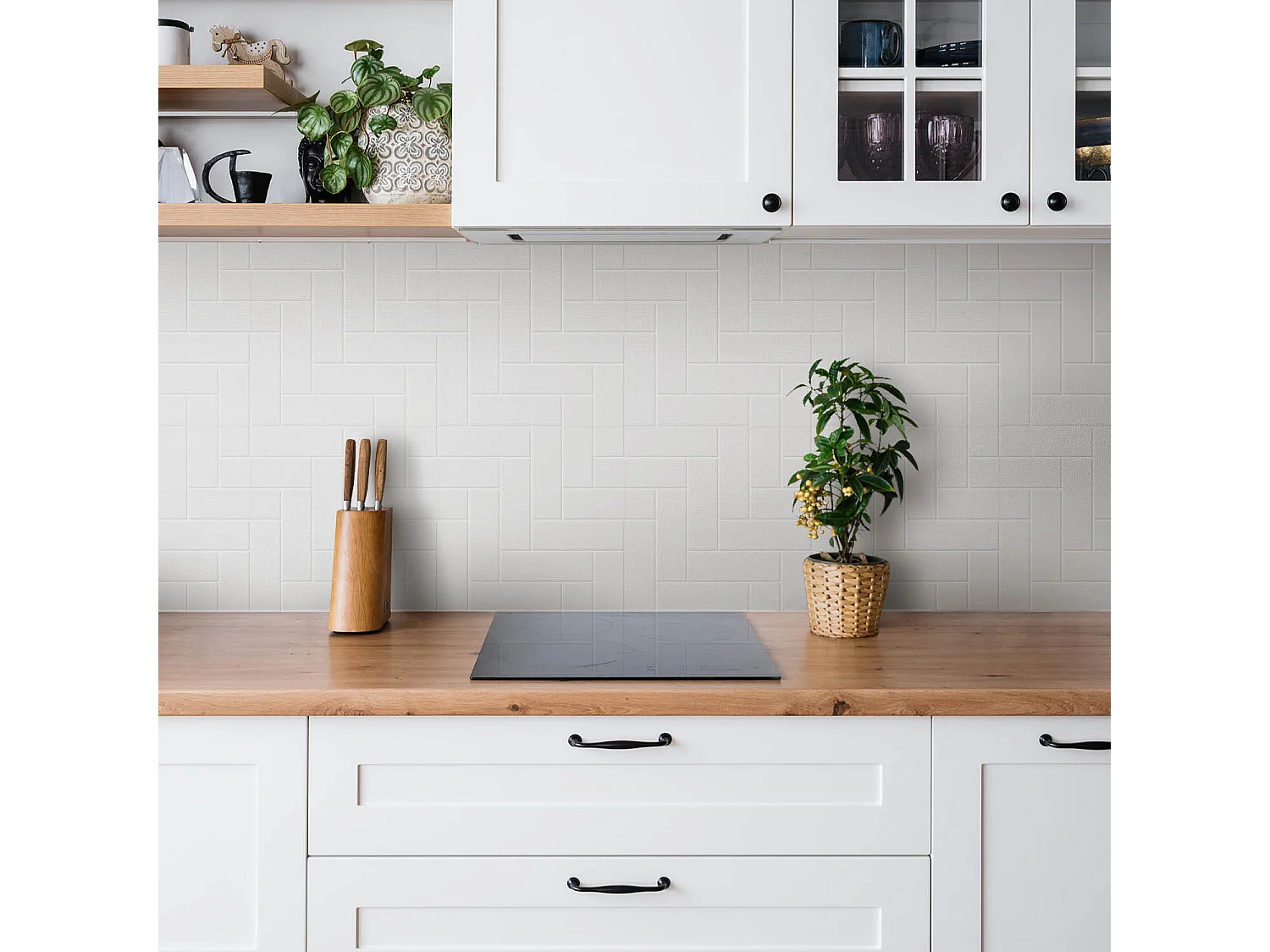 Selbstklebende Fliesen - Vinyl - Elegante helle Ziegelsteine ​​9x30x30