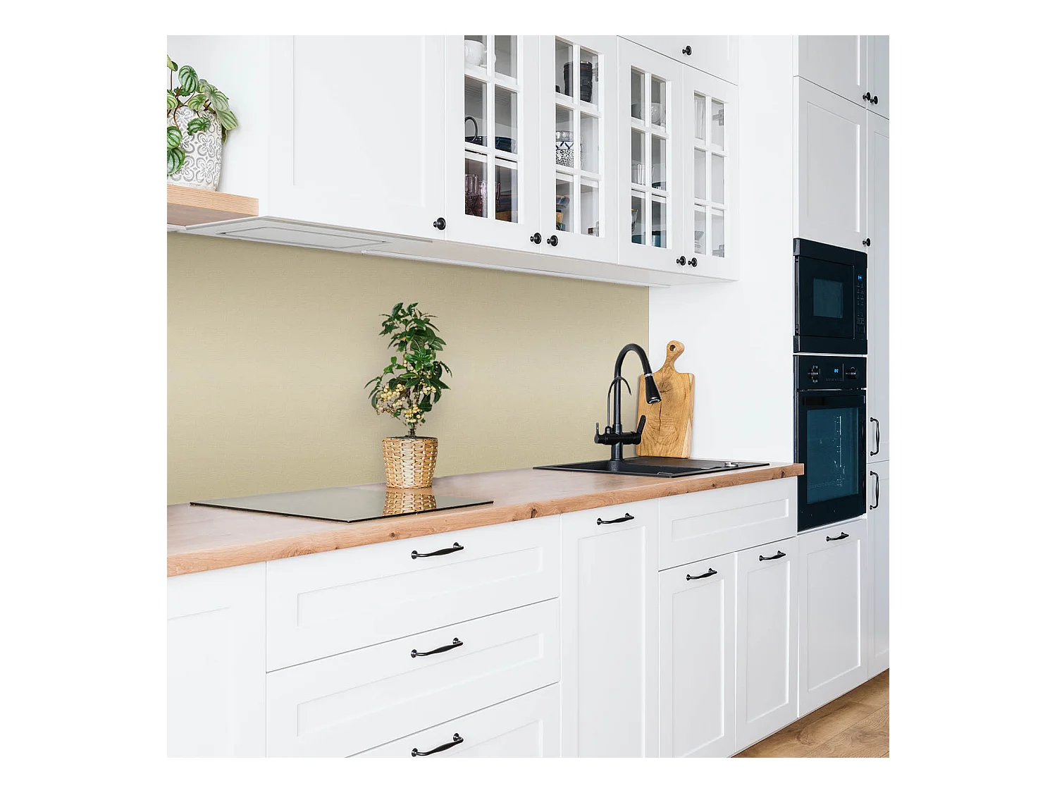 Zelfklevende waterdichte vinyl wandpanelen - Beige kleur 100 x 50 cm