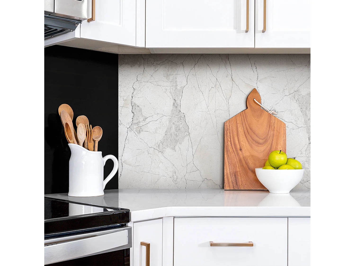 Panneaux muraux autocollants en vinyle imperméable - Marbre délicat 100 x 50 cm