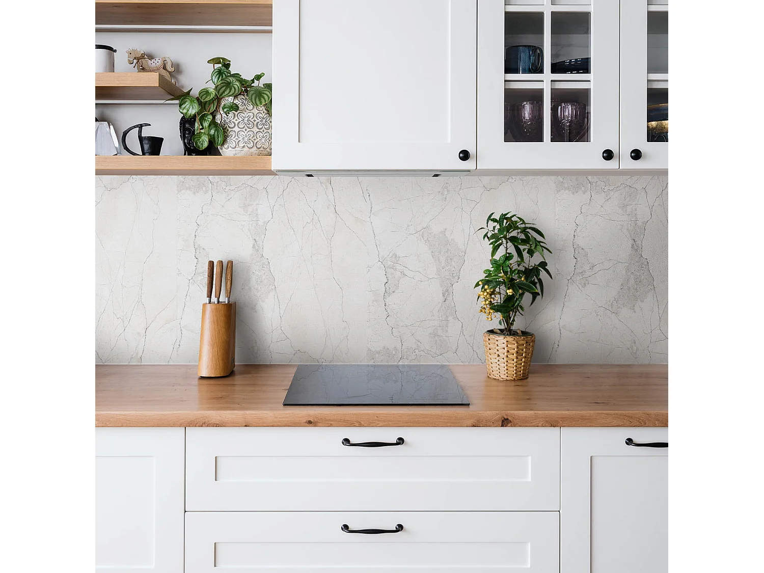 Panneaux muraux autocollants en vinyle imperméable - Marbre délicat 100 x 50 cm