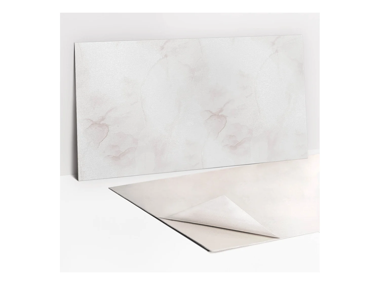 Panneaux muraux autocollants en vinyle imperméable - Marbre clair délicat 100 x 50 cm