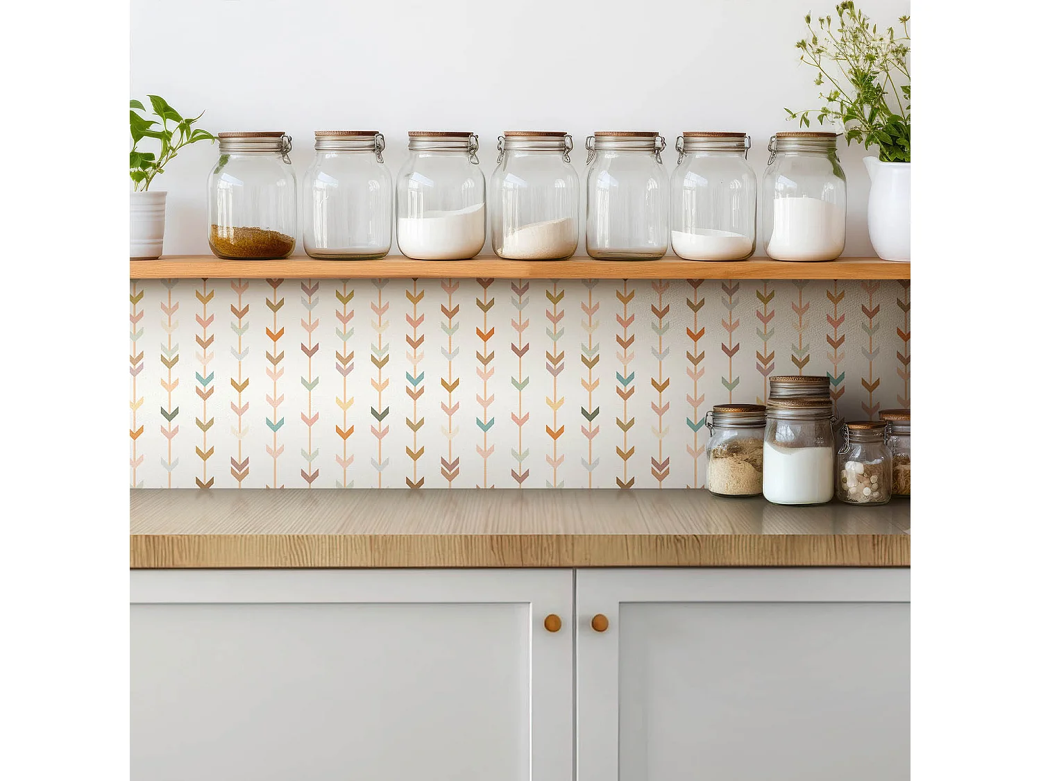 Selbstklebende Fliesen - Vinyl - Boho-Komposition 9x30x30