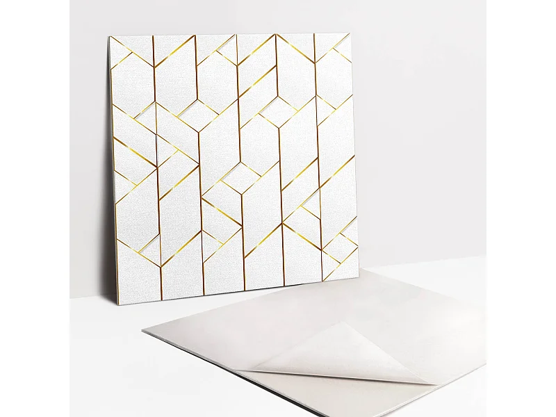 Selbstklebende Fliesen - Vinyl - Modische goldene Linien 9x30x30