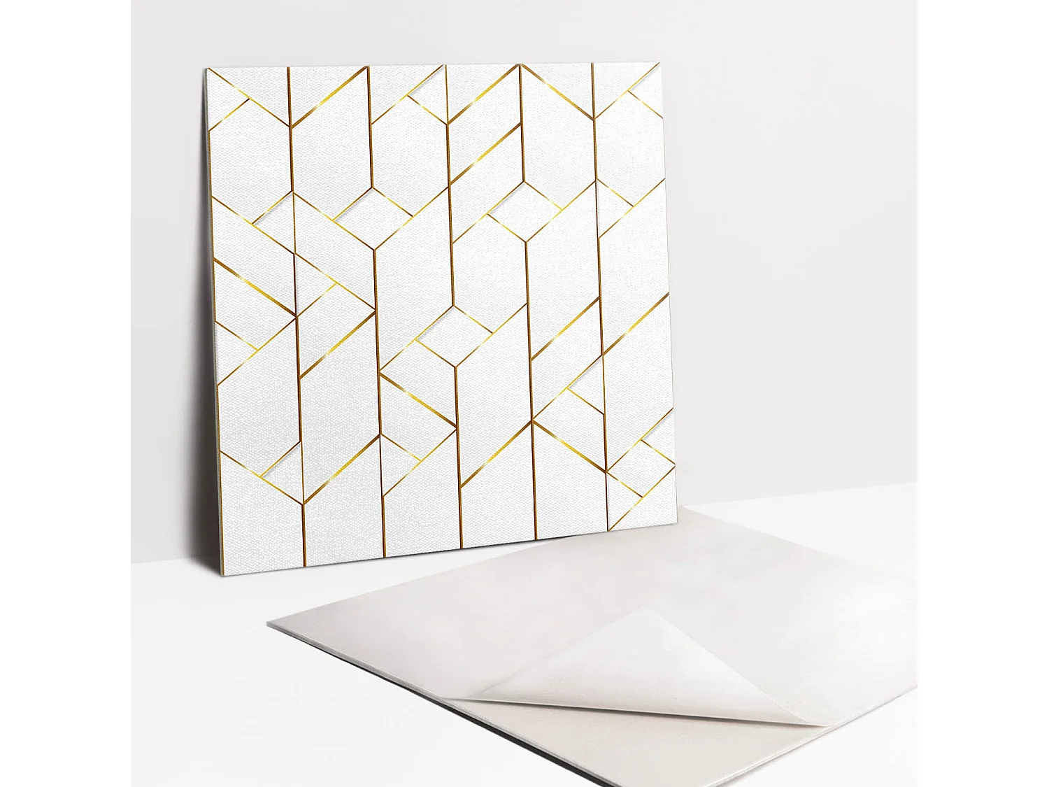 Selbstklebende Fliesen - Vinyl - Modische goldene Linien 9x30x30