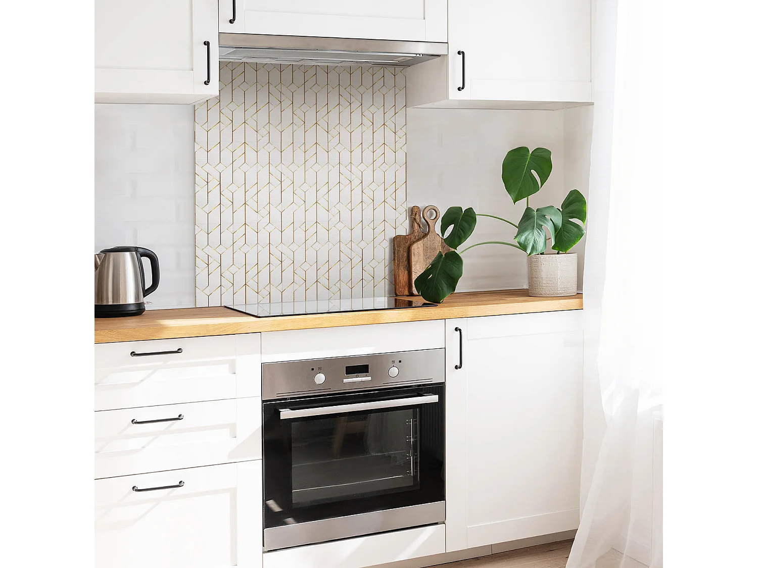 Selbstklebende Fliesen - Vinyl - Modische goldene Linien 9x30x30