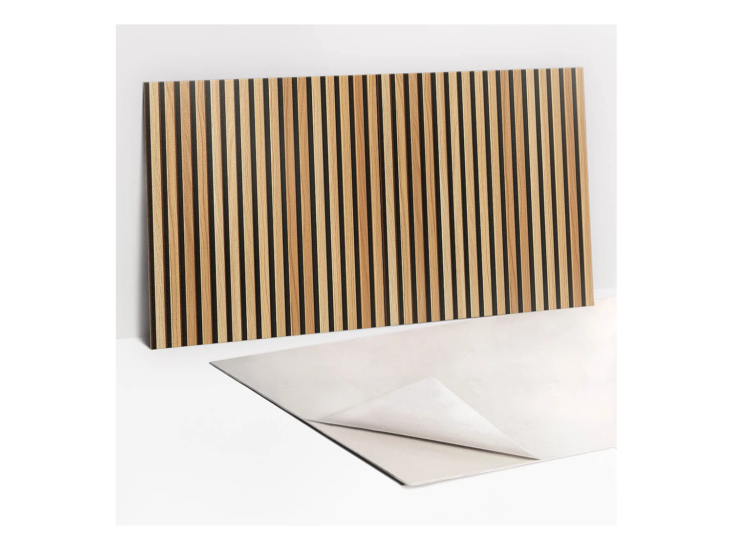 Panneaux muraux autocollants en vinyle imperméable - Lattes en bois 100 x 50 cm