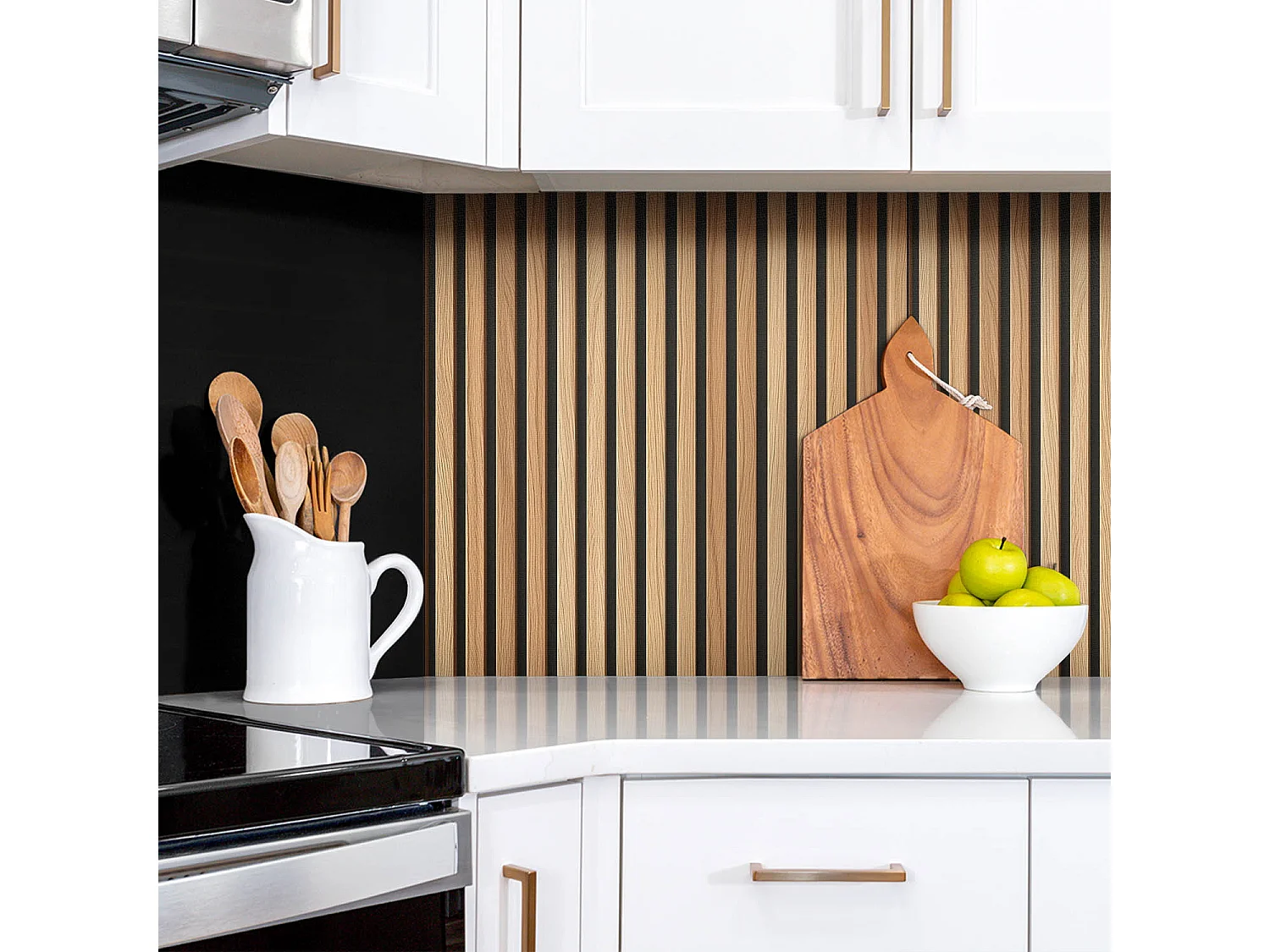 Selbstklebende wasserdichte Vinyl-Wandpaneele – Holzlattenbretter 100 x 50 cm