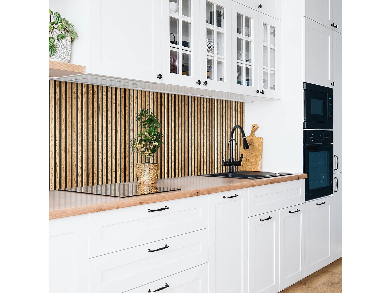 Selbstklebende wasserdichte Vinyl-Wandpaneele – Holzlattenbretter 100 x 50 cm