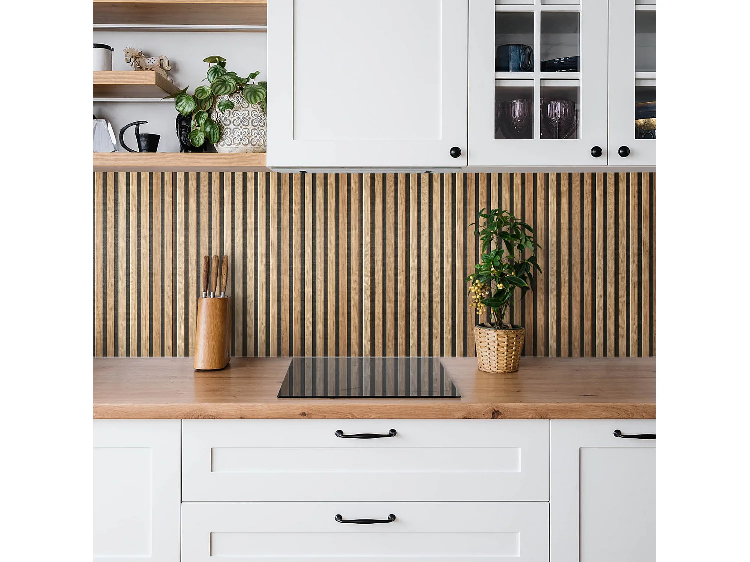 Selbstklebende wasserdichte Vinyl-Wandpaneele – Holzlattenbretter 100 x 50 cm