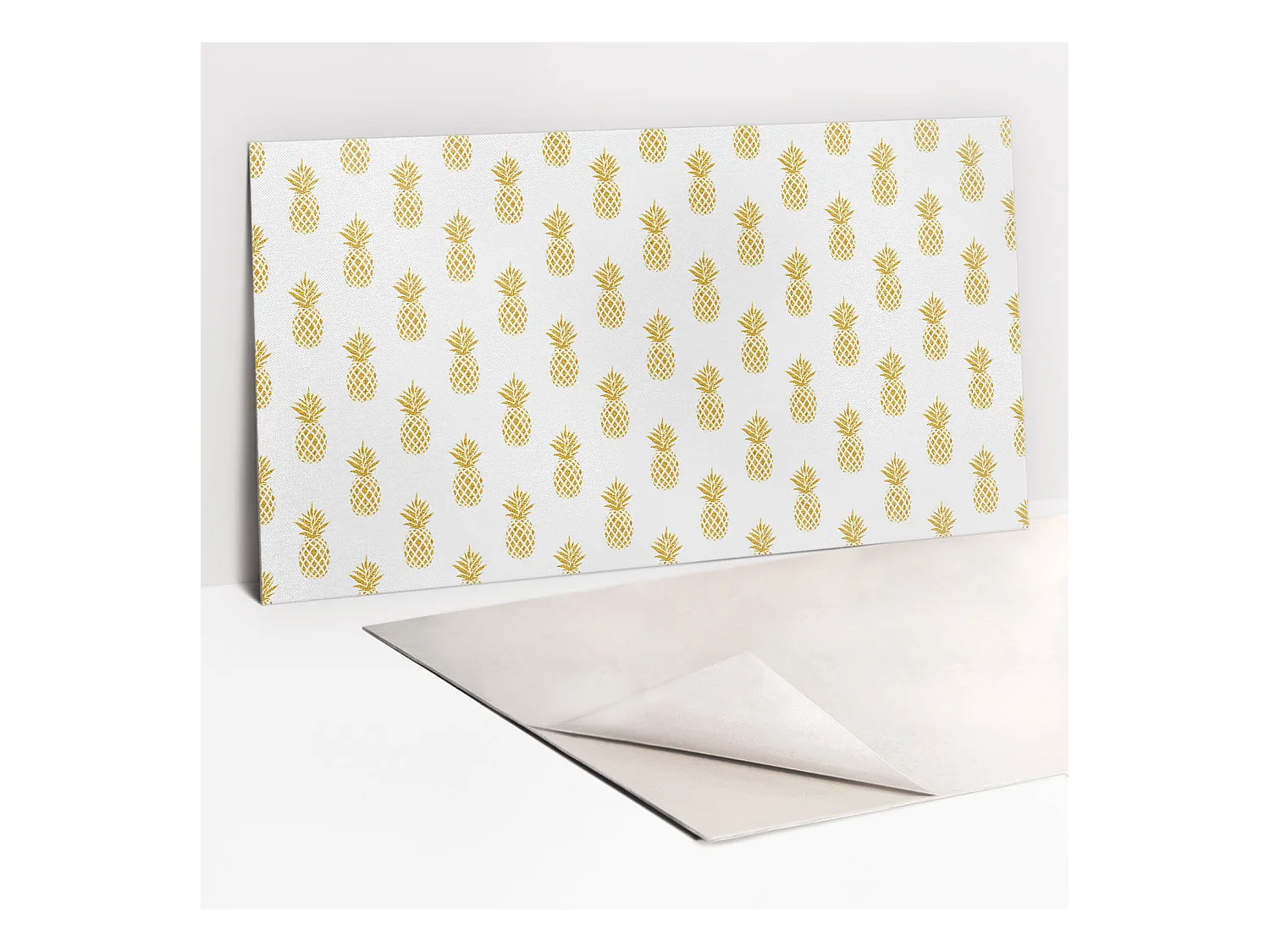 Panneaux muraux autocollants en vinyle imperméable - Ananas dessin animé doré 100 x 50 cm
