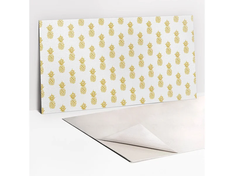 Selbstklebende wasserdichte Vinyl-Wandpaneele – Goldene Cartoon-Ananas 100 x 50 cm