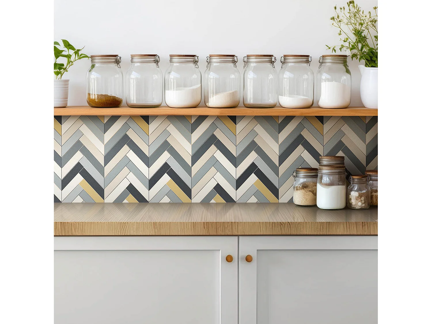 Carrelage autocollant - vinyle - Composition parquet 9x30x30