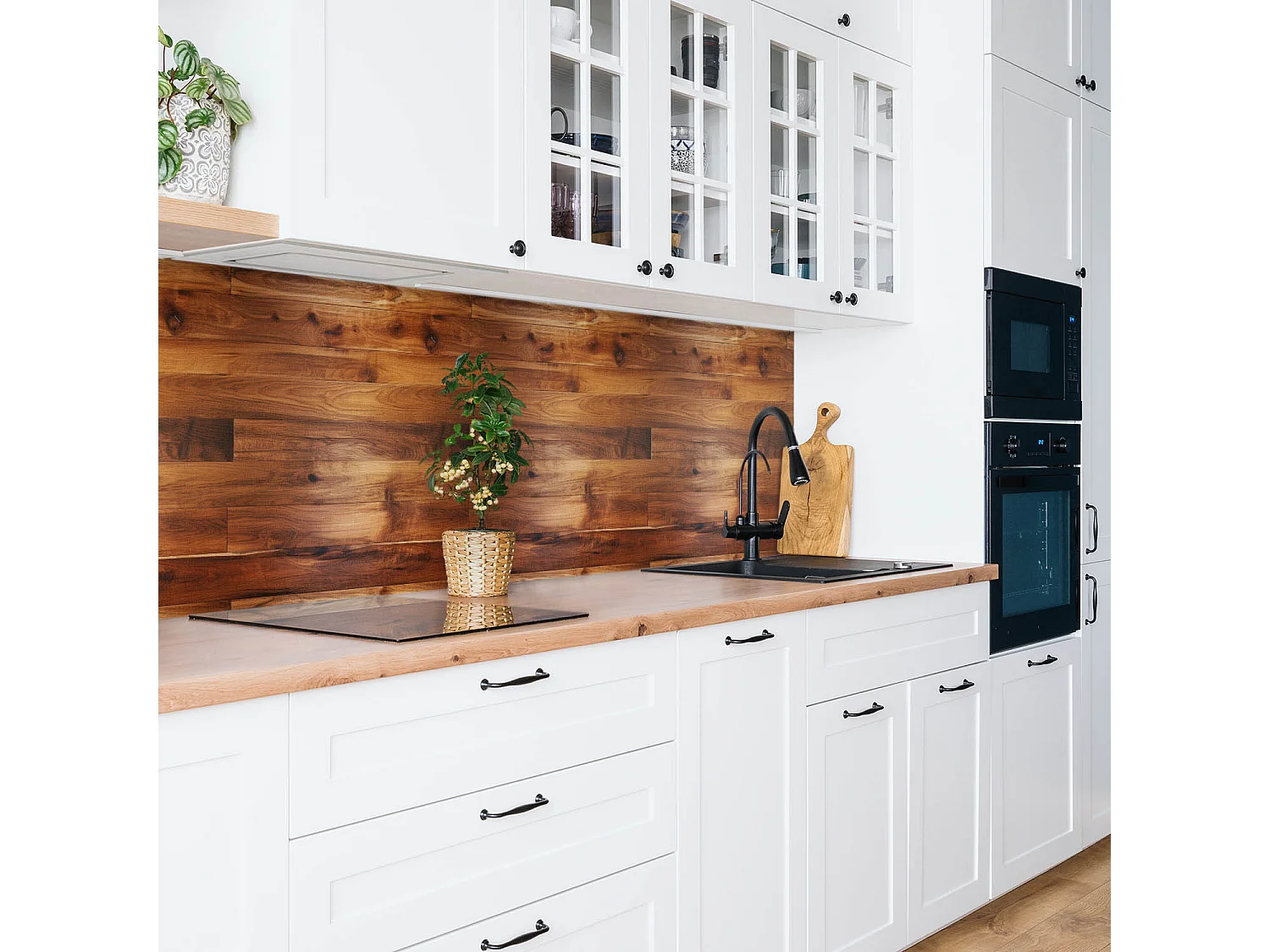 Selbstklebende wasserfeste Vinyl-Wandpaneele – Dunkle Bretter 100 x 50 cm