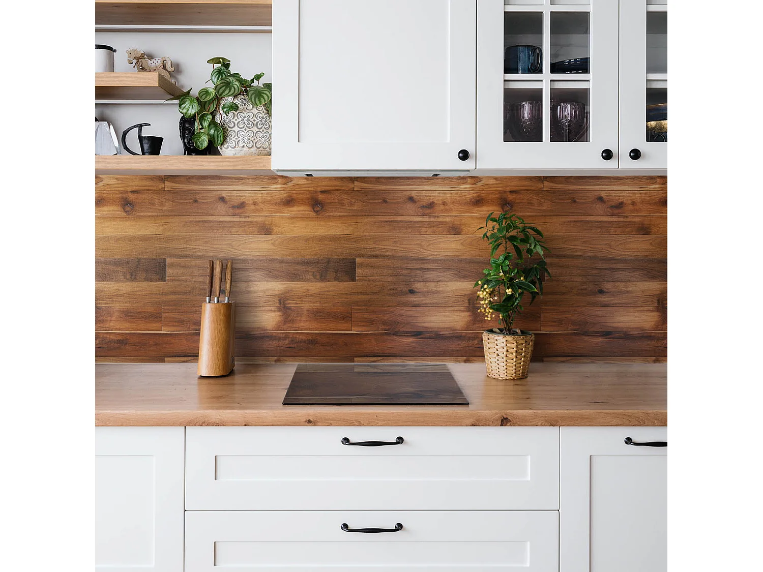 Selbstklebende wasserfeste Vinyl-Wandpaneele – Dunkle Bretter 100 x 50 cm