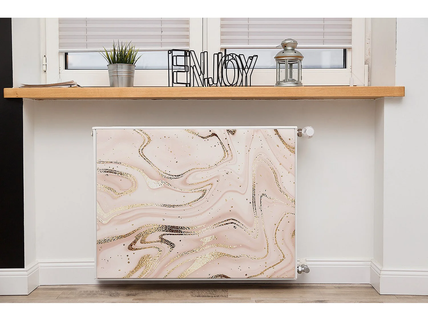 Magnetische Matte für einen Heizkörper - Abstraktion in Roségold 80 x 60 cm, Magnet für einen Heizkörper