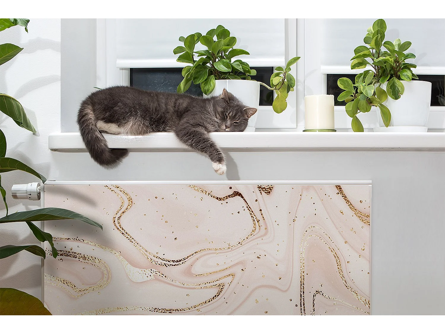 Magnetische Matte für einen Heizkörper - Abstraktion in Roségold 80 x 60 cm, Magnet für einen Heizkörper