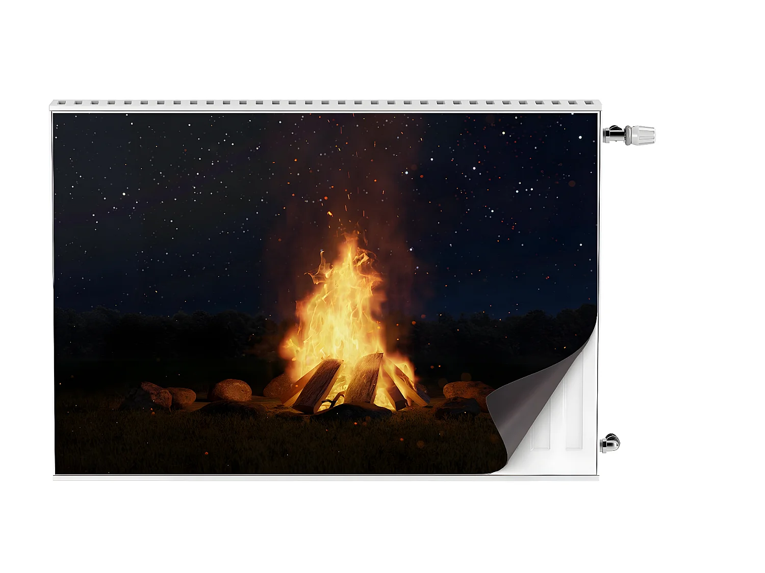 Magnetische mat voor een radiator - Open haard 90 x 60 cm, Magneet voor een radiator