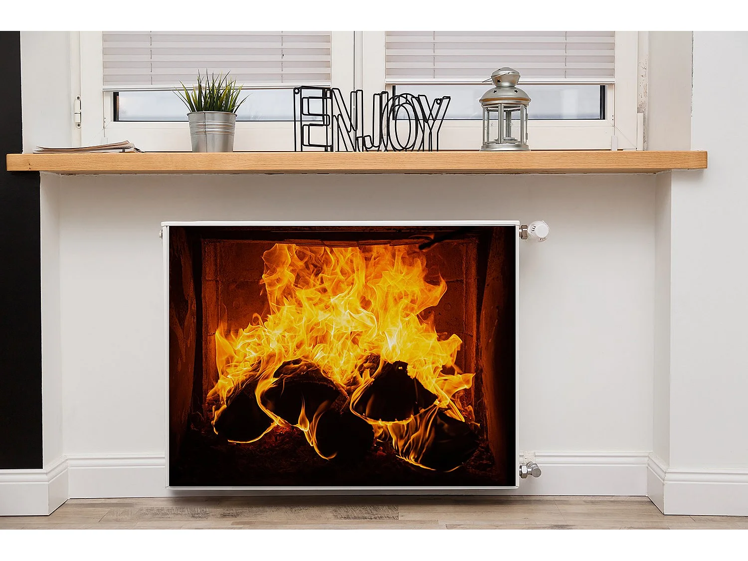 Tappetino magnetico per termosifone - Bonfire Fire 80 x 60 cm, Magnete per termosifone