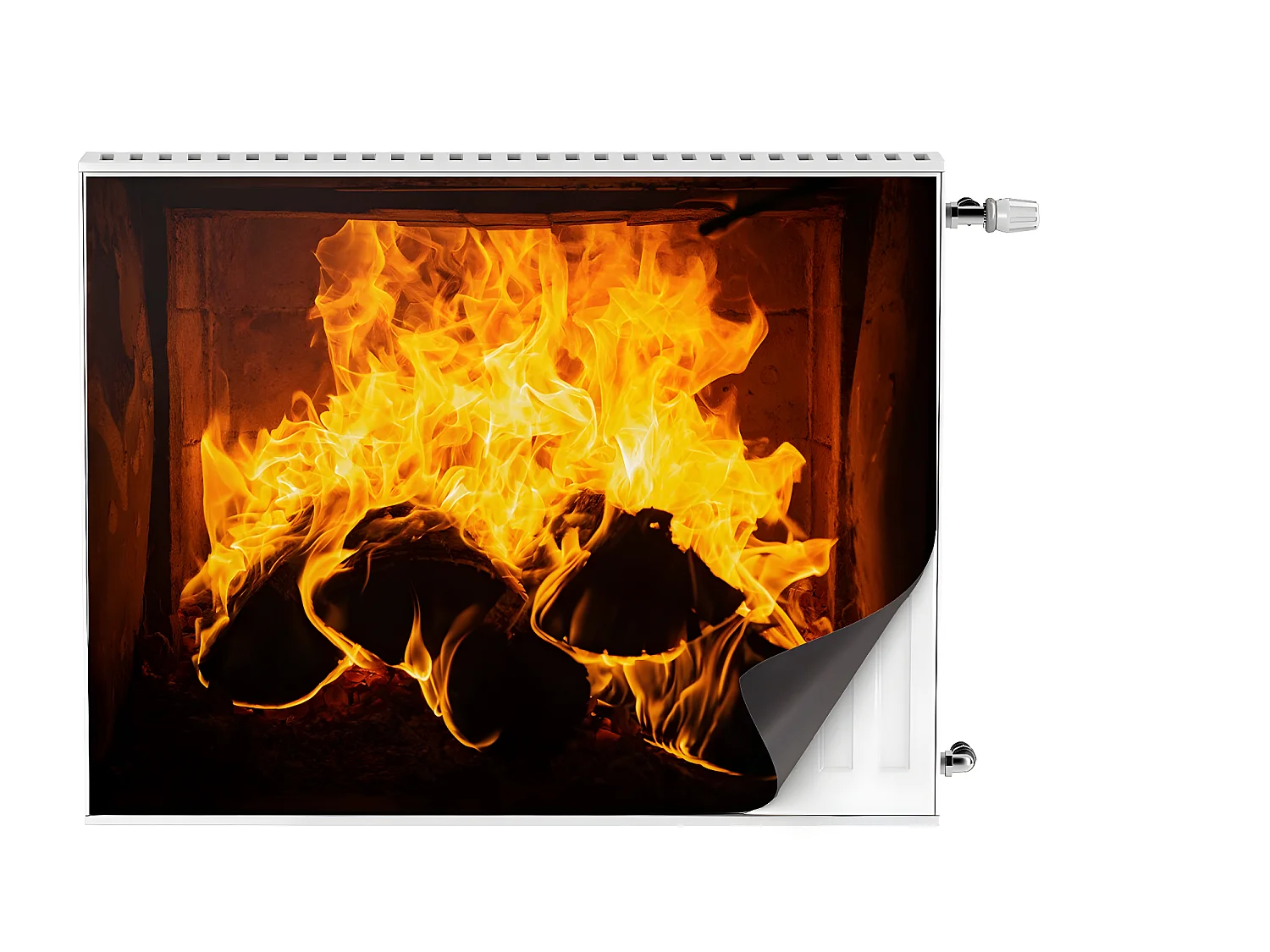 Tappetino magnetico per termosifone - Bonfire Fire 80 x 60 cm, Magnete per termosifone
