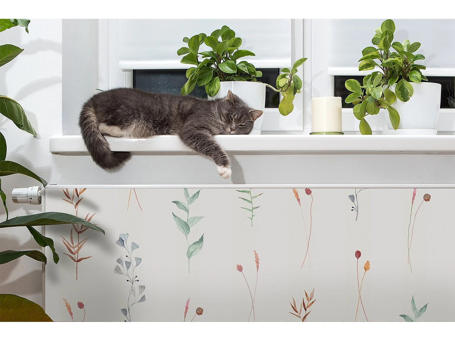 Magnetmatte für einen Heizkörper - Dekorative Blumen 110 x 60 cm, Magnet für einen Heizkörper