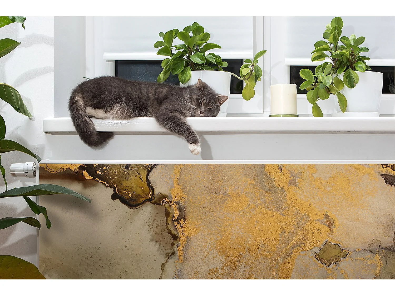 Magnetmatte für einen Heizkörper - Abstraktes Gold 100 x 60 cm, Magnet für einen Heizkörper