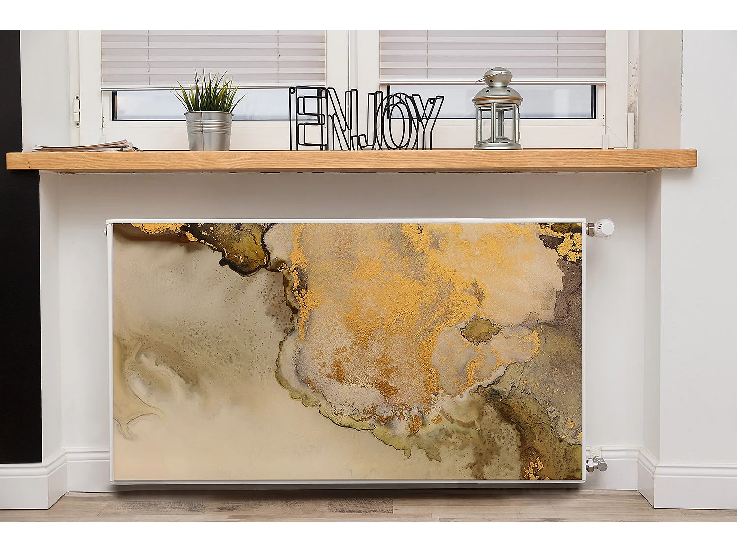 Magnetische mat voor een radiator - Abstract goud 110 x 60 cm, Magneet voor een radiator