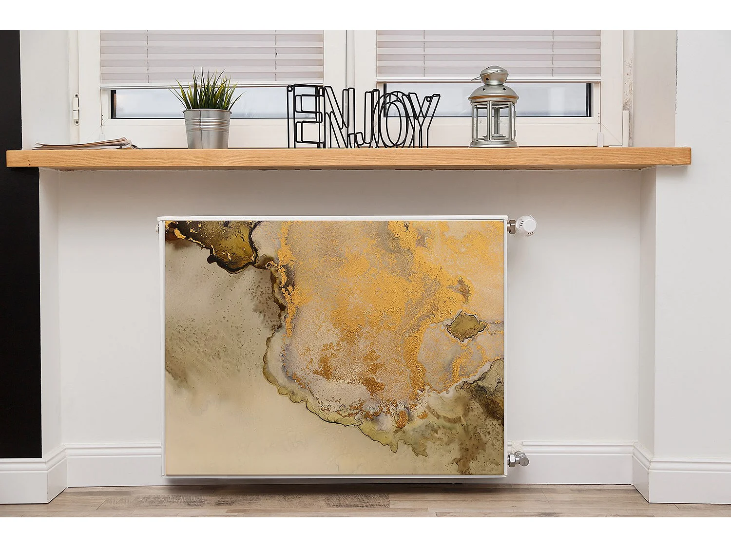 Magnetmatte für einen Heizkörper - Abstraktes Gold 80 x 60 cm, Magnet für einen Heizkörper