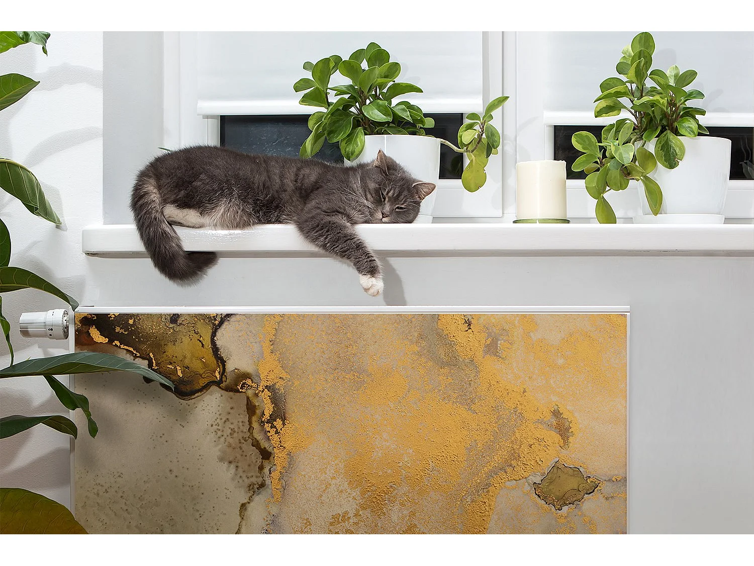 Magnetmatte für einen Heizkörper - Abstraktes Gold 80 x 60 cm, Magnet für einen Heizkörper