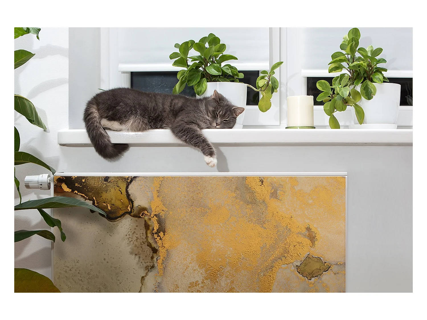 Magnetische mat voor een radiator - Abstract goud 80 x 60 cm, Magneet voor een radiator