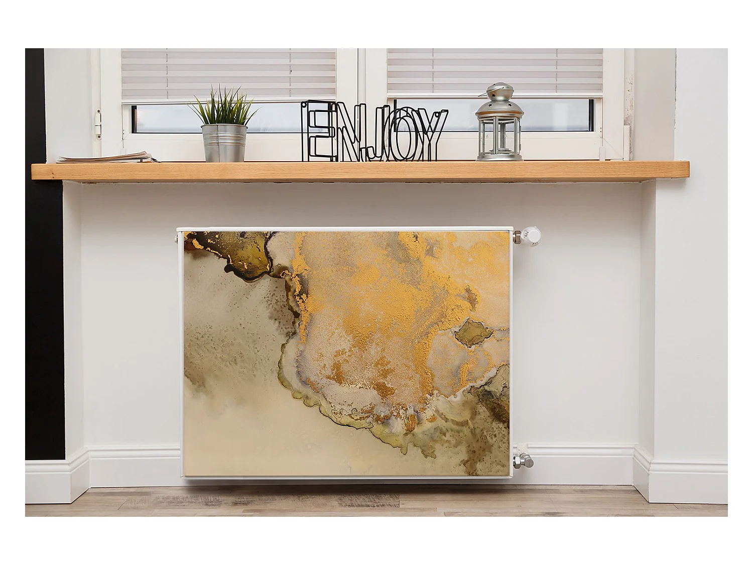 Magnetische mat voor een radiator - Abstract goud 80 x 60 cm, Magneet voor een radiator