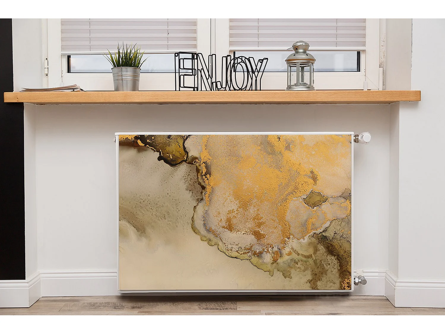 Magnetmatte für einen Heizkörper - Abstraktes Gold 90 x 60 cm, Magnet für einen Heizkörper